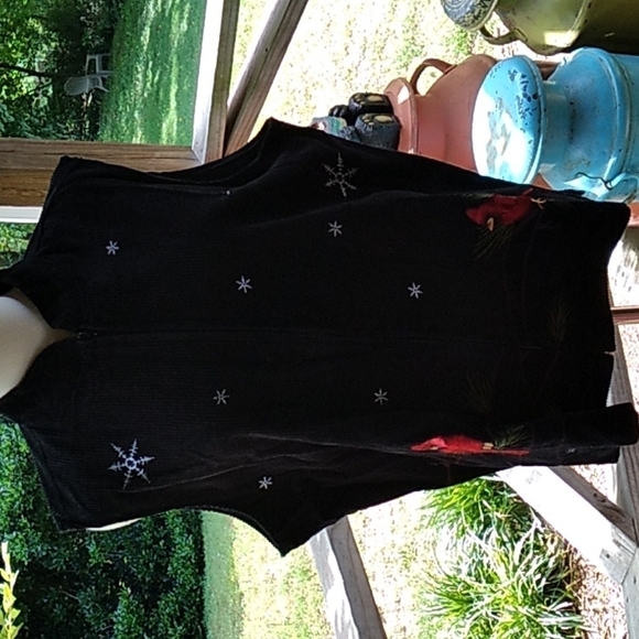 BAXTER & WELLS black cardigan vest red cardinal birds 🐦 - Picture 1 of 7